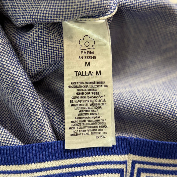 FARM RIO Delicate Tapestry Knit Skirt NWT Women's Size M Off-White Blue Floral - Picture 7 of 7